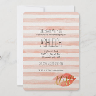 Blush Pink Gold XOXO Wasserfarbe Kiss Einladung