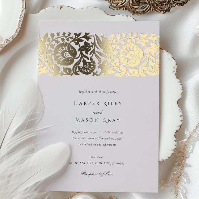 Blush Pink Golden Foil Ornamental Wedding Folieneinladung (Von Creator hochgeladen)