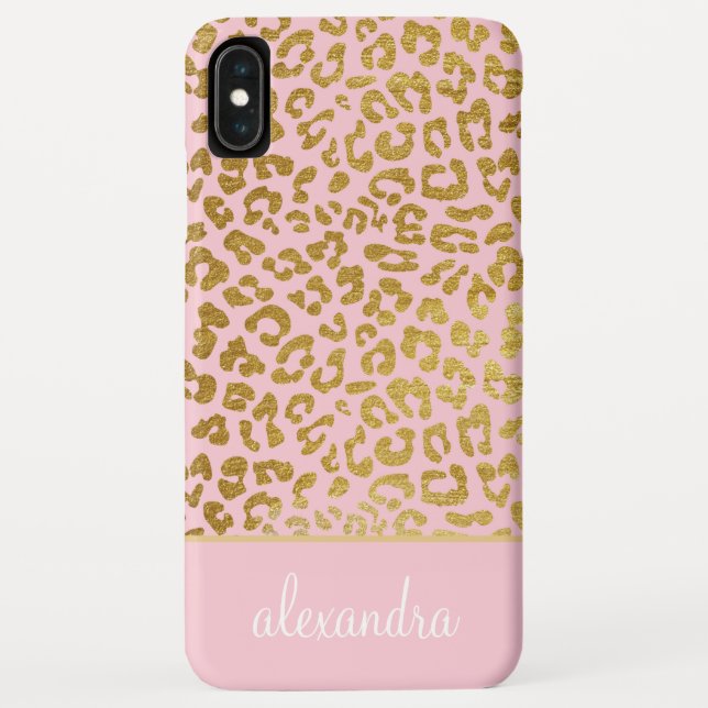 Blush Pink - Goldfolie Cheetah Print Monogram Case-Mate iPhone Hülle (Rückseite)