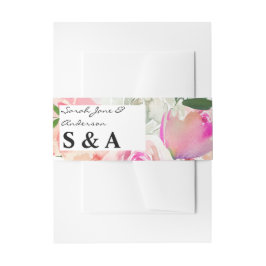 Blush Pink & Grau Bloral Einladungsbanderole