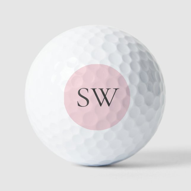 Blush Pink & Grau Einfache Typografie Golfball (Vorderseite)