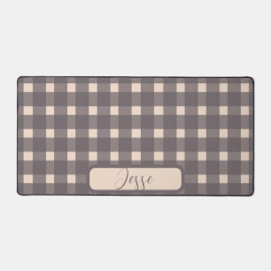 Blush Pink Grau Gingham Pattern Schreibtischunterlage