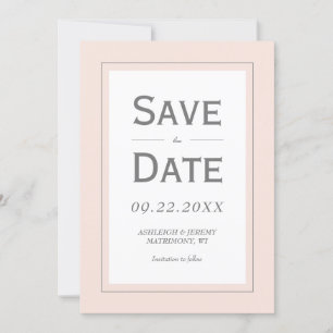 Blush Pink Grau Modernes Minimalistisches Vertikal Save The Date
