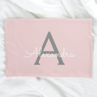 Blush Pink Grau Modernes Script Girly Monogram Nam
