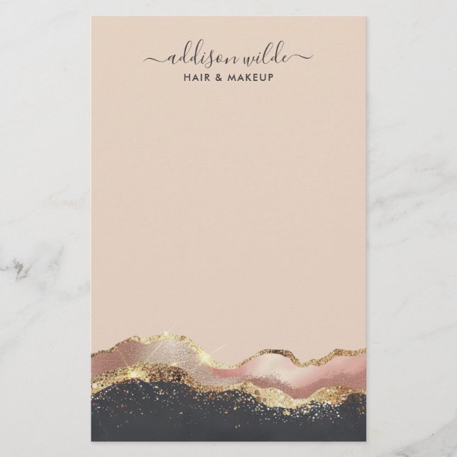 Blush Pink Gray and Gold Elegante Moderne Schrift Briefpapier (Vorderseite)
