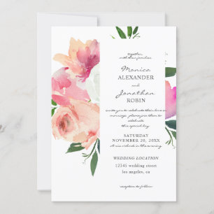 Blush Pink & Gray Botanische Hochzeit mit Blütenbl Einladung