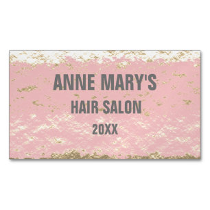 Blush Pink Gray Hair Salon Gold Glitzer Patterns Magnetische Visitenkarte
