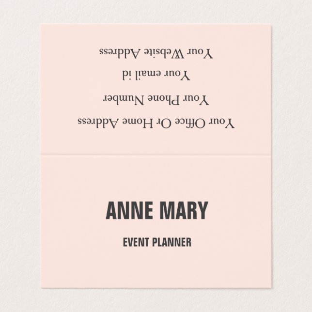 Blush Pink Gray Modernes, feines, helles Elegant Visitenkarten (Außenseite Aufgefaltet)