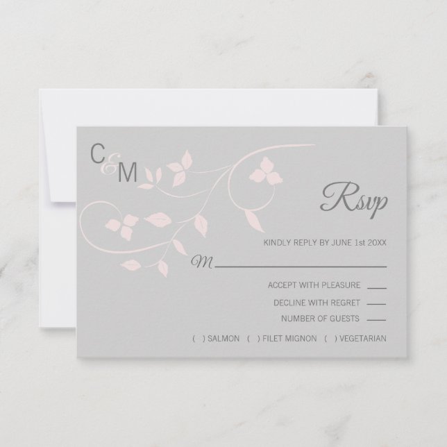 Blush Pink & Gray UAWG Spring Summer Wedding RSVP Karte (Vorderseite)