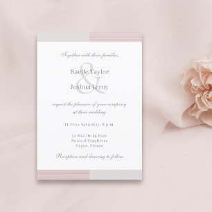 Blush Pink Gray Weiße Streifen Ampere und Hochzeit Einladung