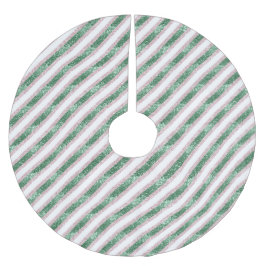 Blush Pink Green Glitter Stripes Christmas   Polyester Weihnachtsbaumdecke