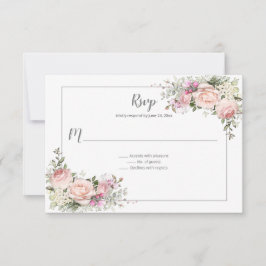 Blush Pink Green Grey Watercolor Blumenzehen RSVP Karte