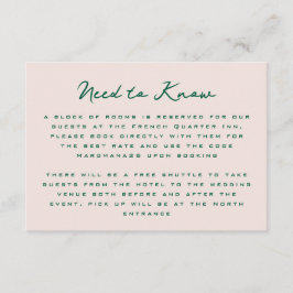 Blush Pink Green Simple Additional Information  Begleitkarte