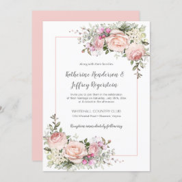 Blush Pink Green Watercolor Blues Hochzeit Einladung