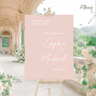 Blush Pink Green Wedding Willkommen Acrylschild
