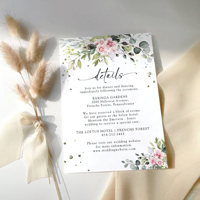 Blush Pink Greenerity Wedding Enclosure Card Begleitkarte (Von Creator hochgeladen)