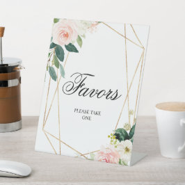 Blush Pink & Greenery Blätter Duschfavoriten Zeich Sockelschild