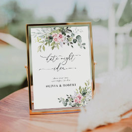 Blush Pink Greenery Blumenbeete am Abend Unterkunf Sockelschild