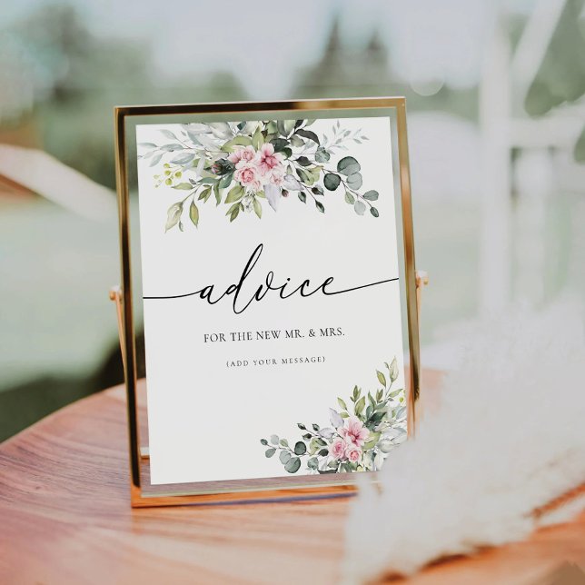 Blush Pink Greenery Blumenempfehlung Unterschrift Sockelschild (Von Creator hochgeladen)