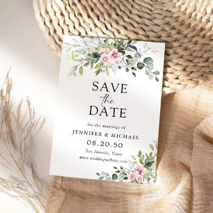 Blush Pink Greenery Speichern Sie die Datumskarten Save The Date