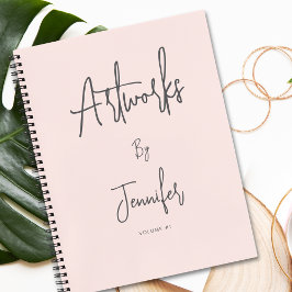 Blush Pink Grey Script Name Artwork Sketchbook Notizbuch