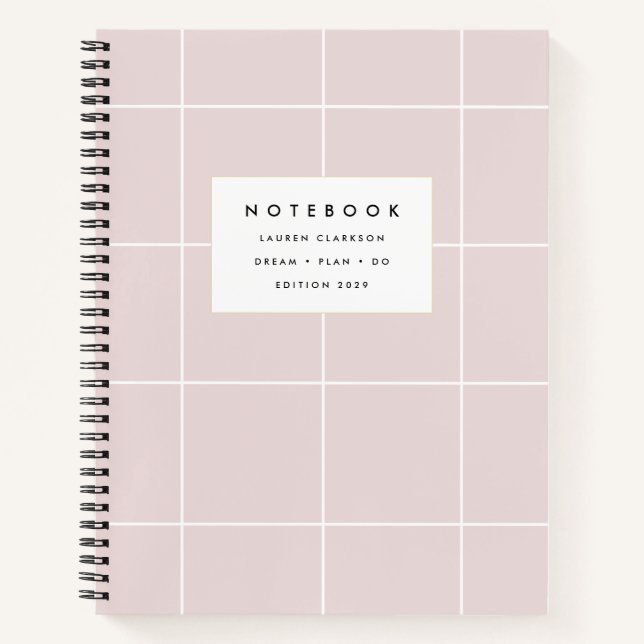 Blush Pink Grid Notebook Notizbuch (Vorderseite)