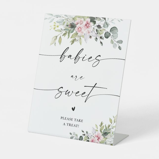 Blush Pink Grüne Babies sind süße Zeichen Sockelschild (Vorderseite)