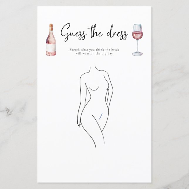 Blush Pink Guess The Dress Brautparty Game (Vorderseite)