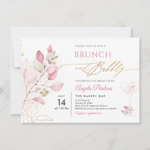 Blush Pink Gum Eukalyptus Brunch Bubbly Einladung