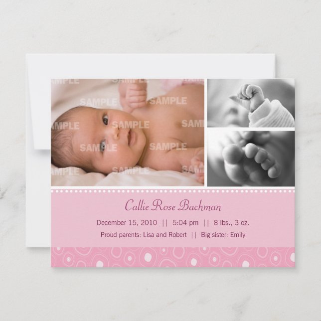 Blush Pink Gumdrop Baby Birne Ankündigung (Vorderseite)