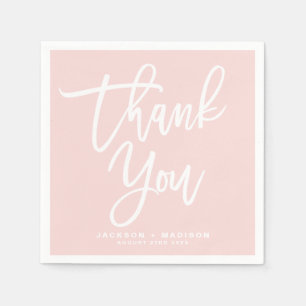 Blush Pink Hand Letter Script Vielen Dank Serviette