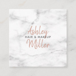 Blush Pink Hand Letterskript Marmorsalon Nails Quadratische Visitenkarte
