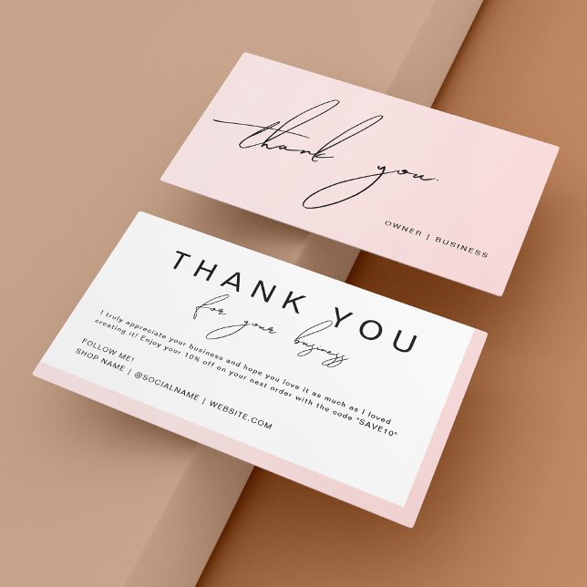 Blush Pink Handgeschriebenes Skript Dankeschön Rab Visitenkarte (Von Creator hochgeladen)