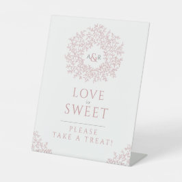 Blush Pink handgezeichnete Blatt Monogramm Hochzei Sockelschild