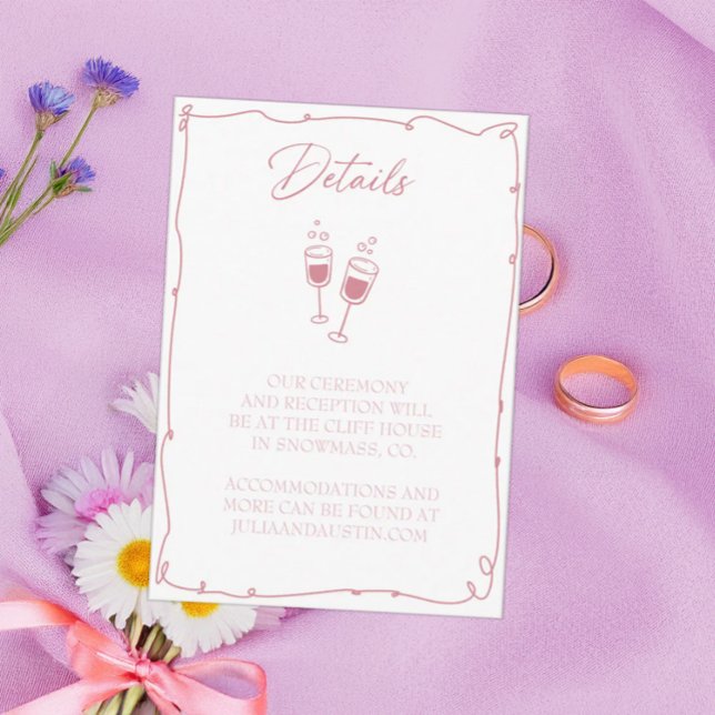 Blush Pink Handgezeichnete Braun und Körperdetails Begleitkarte (Von Creator hochgeladen)