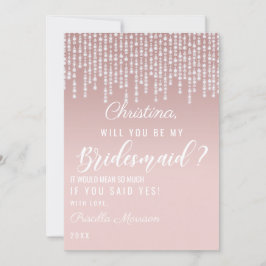 Blush Pink Hanging Diamond Lights Bridesmaid Einladung