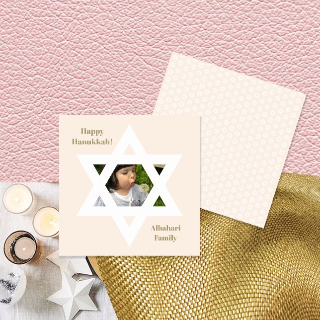 Blush Pink Happy Hanukkah Niedliches Foto (Von Creator hochgeladen)