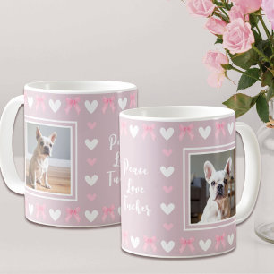 Blush Pink Heart Bow Foto Kaffeetasse