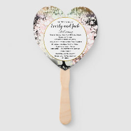 Blush Pink Heart Leaf Tree Wedding Programm Black Fächer