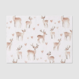 Blush Pink Hearts Cream Deer Christmas Seidenpapier