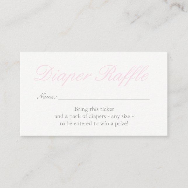 Blush Pink Hearts Diaper Raffle Card Begleitkarte (Vorderseite)