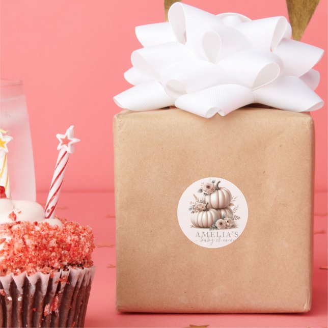 Blush Pink Highland Cow Fall Pumpkin Aufkleber (Party)