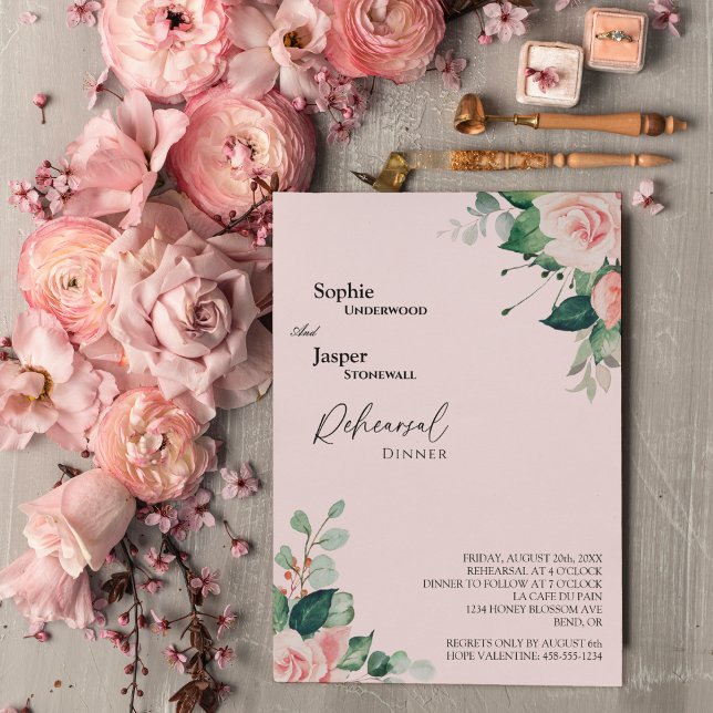 Blush Pink Hochzeitsdinner Probe Einladung (Von Creator hochgeladen)