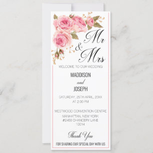 Blush Pink Hochzeitsprogramm Einladung