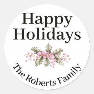 Blush Pink Holly Berry Minimalistisch Stickers