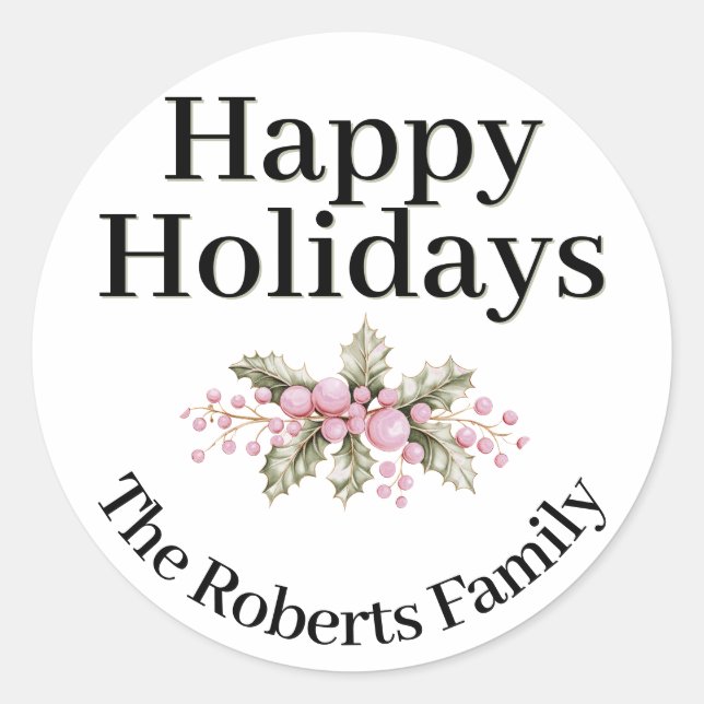 Blush Pink Holly Berry Minimalistisch Stickers (Vorderseite)