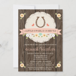 BLUSH PINK HORSESHOE WESTERN COWGIRL BABY SHOWER EINLADUNG