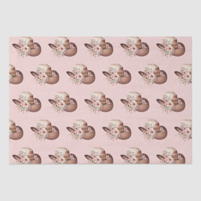 Blush Pink Howdy Cowgirl Western Hats Seidenpapier (Vorderseite)