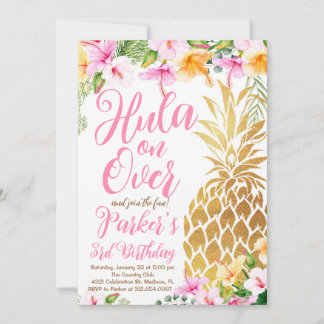 Blush Pink Hula auf over, Luau, Ananas Geburtstag Einladung