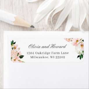 Blush Pink Hydrangea Bloral Elegante Rücksendeadre